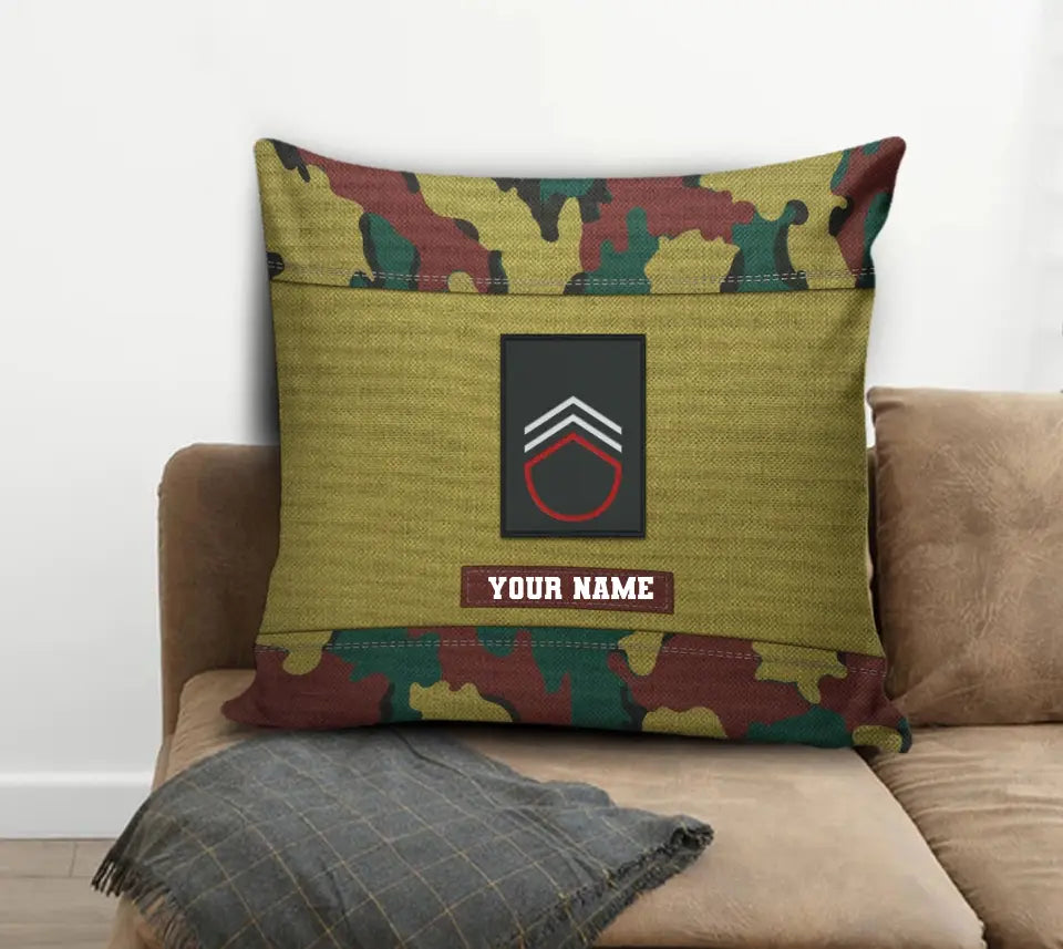 Personalized Belgium Soldier/ Veteran Camo With Name And Rank Pillow 3D Printed - 1508230001