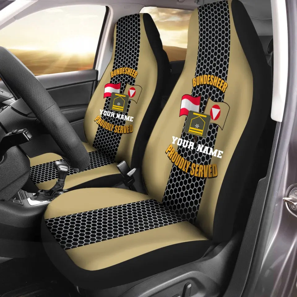 Personalized Austria Soldier/ Veteran Camo With Name And Rank Car Seat Covers 3D Printed - 2208230001