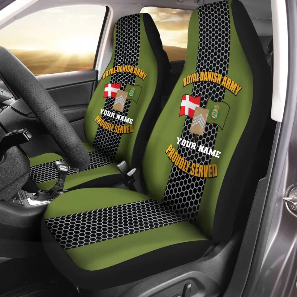 Personalized Denmark Soldier/ Veteran Camo With Name And Rank Car Seat Covers 3D Printed - 2208230001