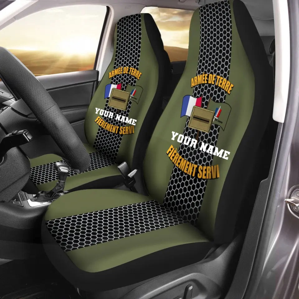 Personalized France Soldier/ Veteran Camo With Name And Rank Car Seat Covers 3D Printed - 2208230001