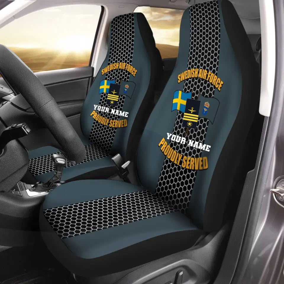 Personalized Sweden Soldier/ Veteran Camo With Name And Rank Car Seat Covers 3D Printed - 2208230001