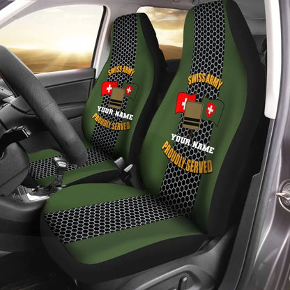 Personalized Swiss Soldier/ Veteran Camo With Name And Rank Car Seat Covers 3D Printed - 2208230001