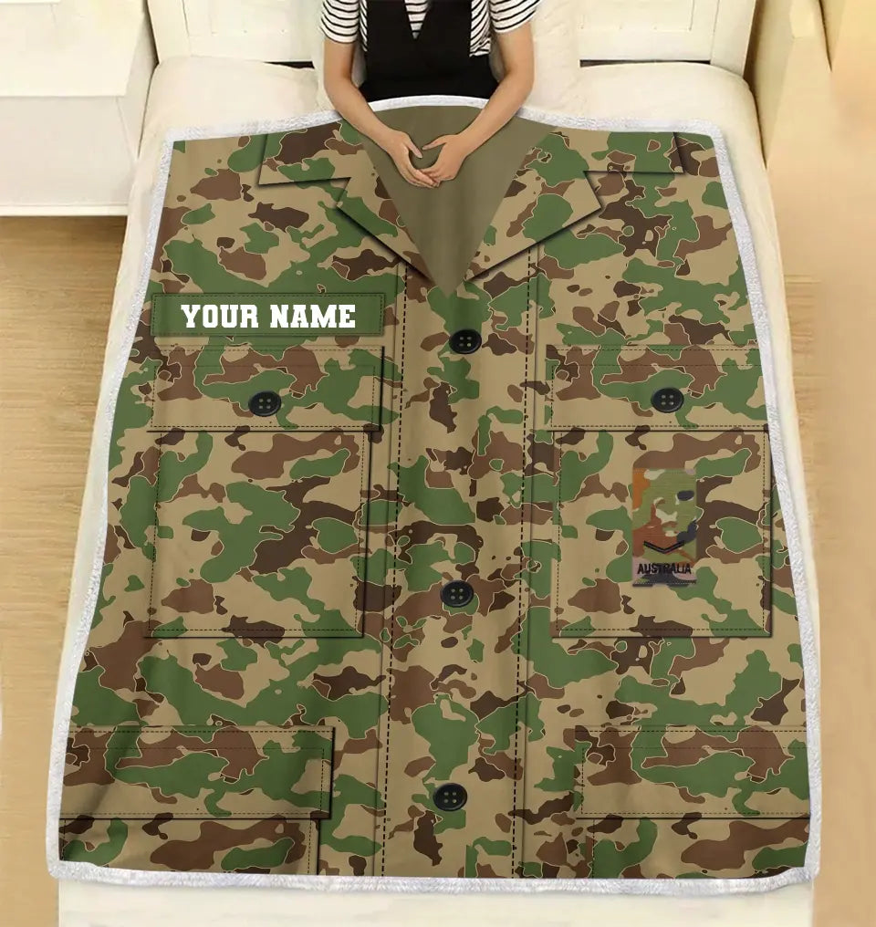 Personalized Australian Solider/ Veteran Camo With Name And Rank Fleece Blanket 3D Printed - 2508230002