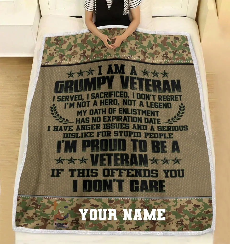 Personalized Australian Soldier/ Veteran Camo With Name And Rank Fleece Blanket 3D Printed - 2908230001