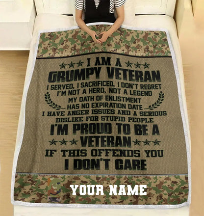 Personalisierte Fleecedecke mit Camouflage-Muster für australische Soldaten/Veteranen mit Namen und Rang, 3D-Druck – 2908230001