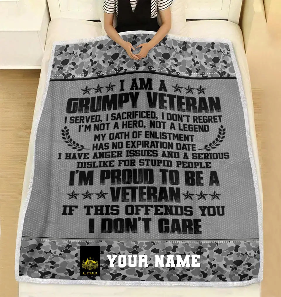 Personalized Australian Soldier/ Veteran Camo With Name And Rank Fleece Blanket 3D Printed - 2908230001