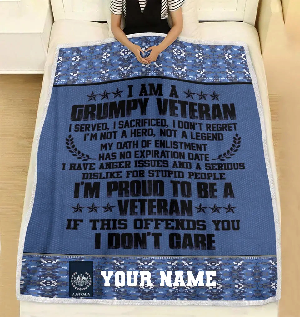 Personalized Australian Soldier/ Veteran Camo With Name And Rank Fleece Blanket 3D Printed - 2908230001