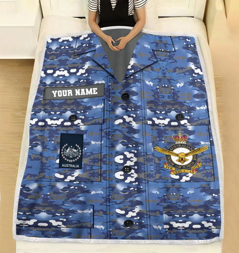 Personalisierte Fleecedecke mit Camouflage-Muster für australische Soldaten/Veteranen mit Namen und Rang, 3D-Druck – 2908230003