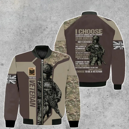 Personalized UK Soldier/ Veteran Camo With Name And Rank Bomber Jacket 3D Printed - 2908230001