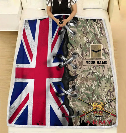 Personalisierte Fleecedecke mit Camouflage-Muster für britische Soldaten/Veteranen mit Namen und Rang, 3D-Druck – 2908230003