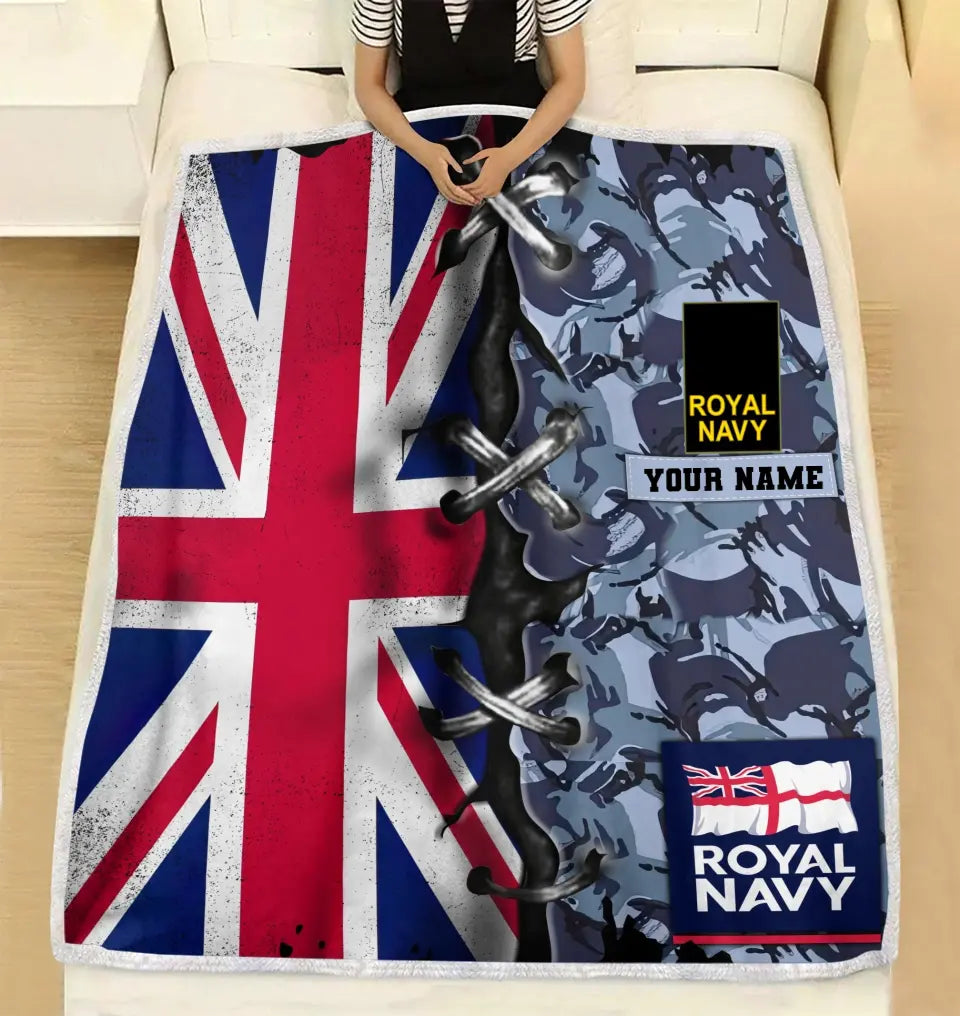 Personalisierte Fleecedecke mit Camouflage-Muster für britische Soldaten/Veteranen mit Namen und Rang, 3D-Druck – 2908230003