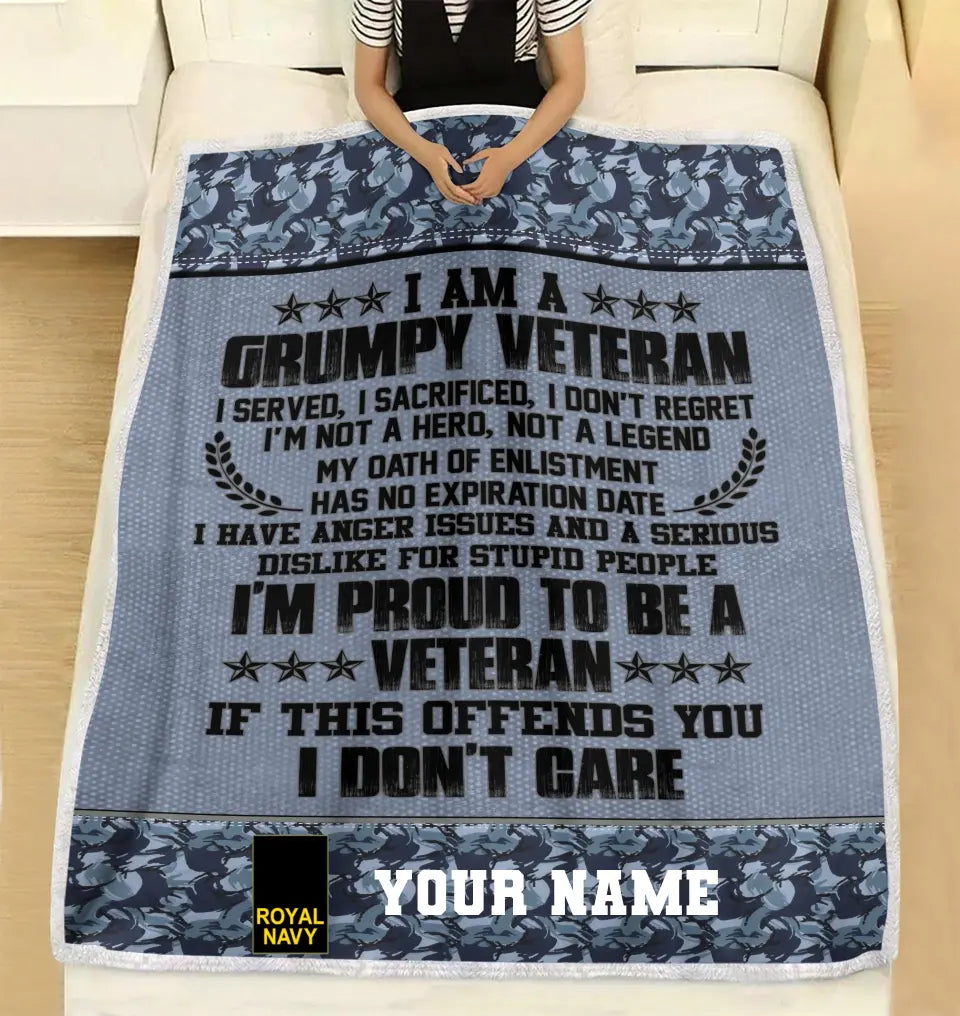 Personalisierte Fleecedecke mit Camouflage-Muster für britische Soldaten/Veteranen mit Namen und Rang, 3D-Druck – 2908230001