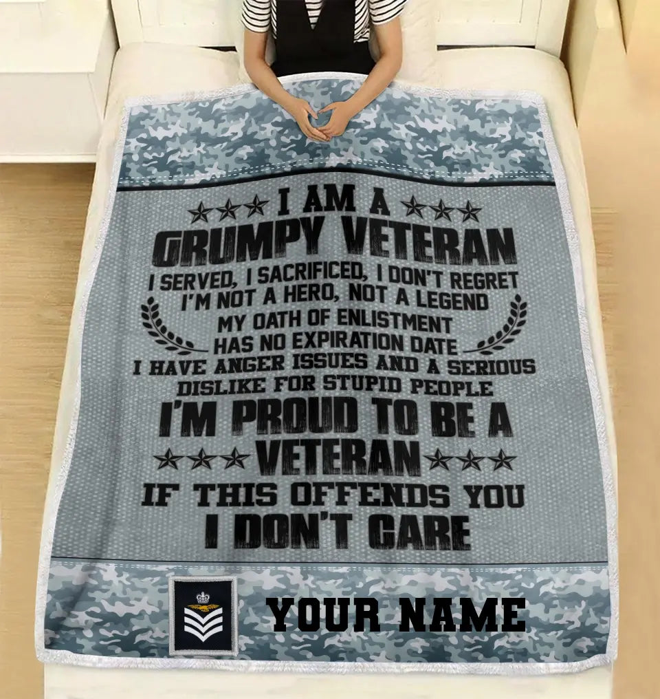 Personalized UK Soldier/ Veteran Camo With Name And Rank Fleece Blanket 3D Printed - 2908230001