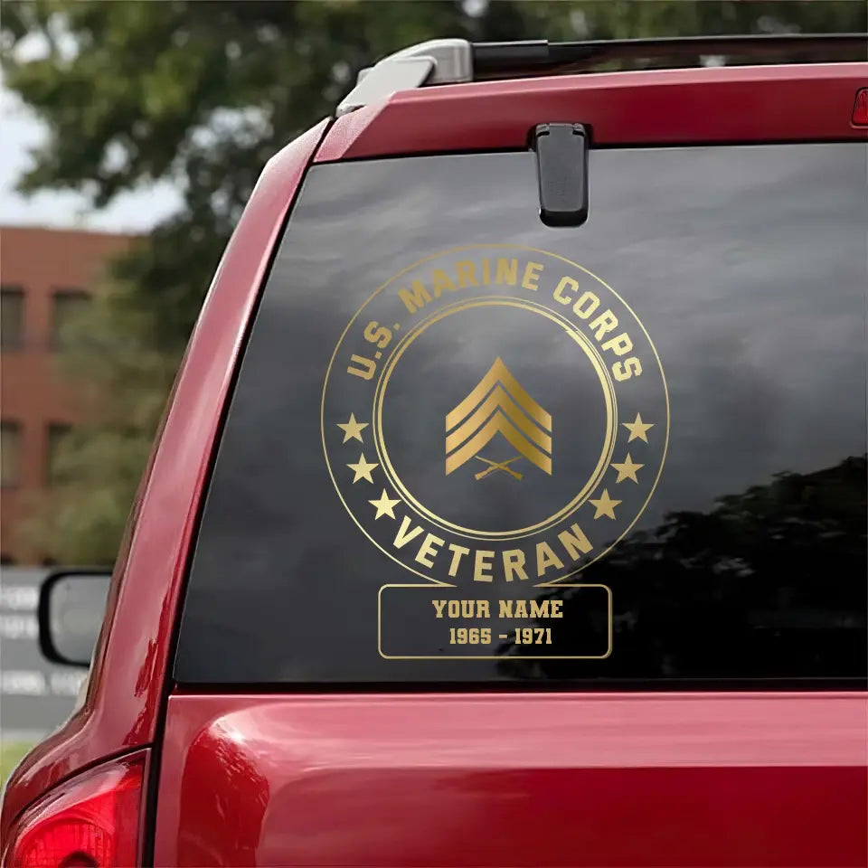 Personalisierter Autoaufkleber mit Name, Rang und Jahr, bedruckt, für US-Veteranen/Soldaten – 1809230001