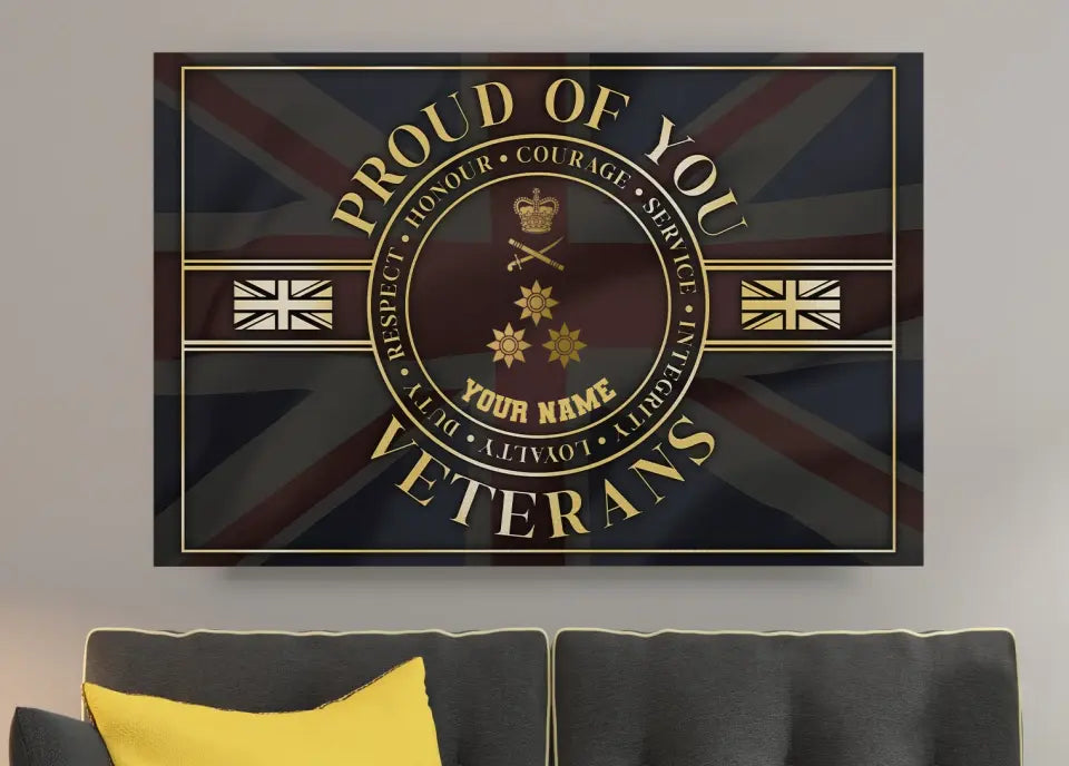 Personalized UK Soldier/ Veteran Camo With Name And Rank Canvas 3D Printed - Gold Rank - 1909230001