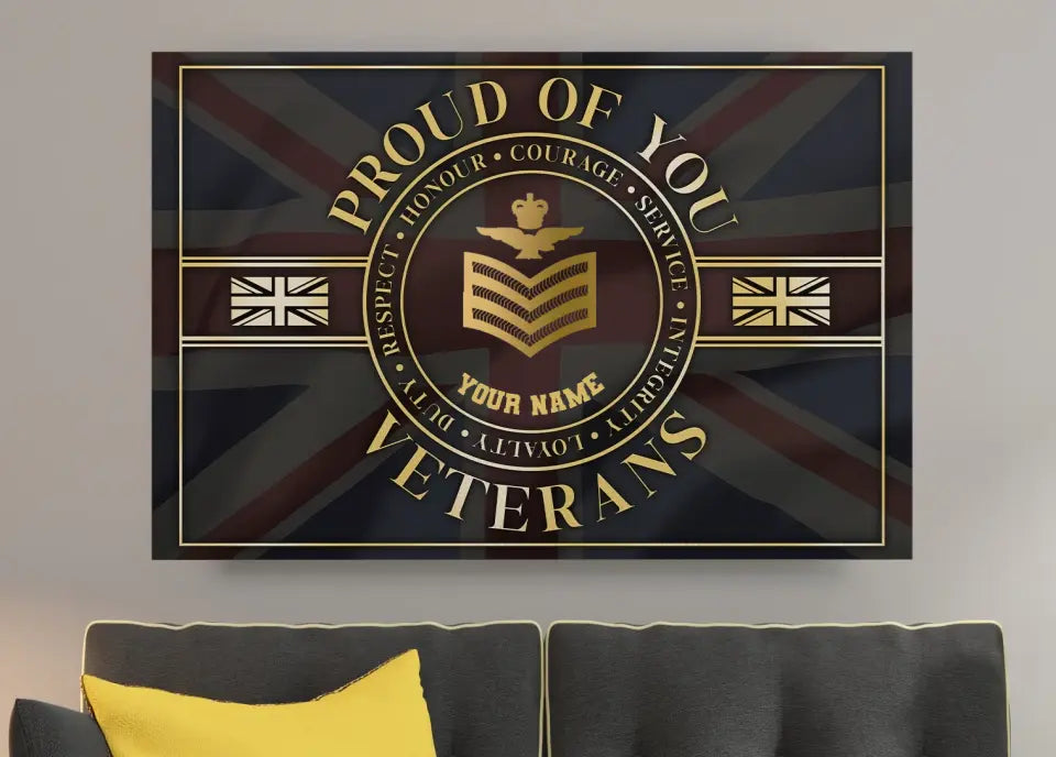 Personalized UK Soldier/ Veteran Camo With Name And Rank Canvas 3D Printed - Gold Rank - 1909230001