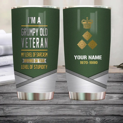 Personalisierter Becher für britische Veteranen/Soldaten mit Rangnamen und Jahreszahl – Gold Rank – 0202240001