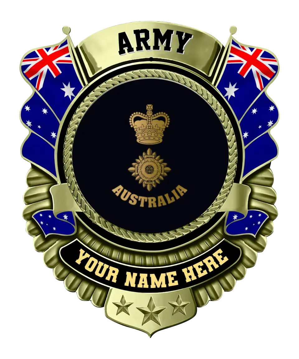 Personalized Rank Name And Year Australian Soldier/Veterans Camo Cut Metal Sign - Gold Rank - 0102240013