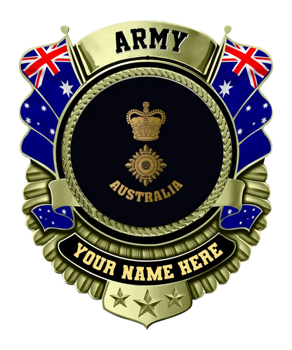 Personalized Rank Name And Year Australian Soldier/Veterans Camo Cut Metal Sign - Gold Rank - 0102240013