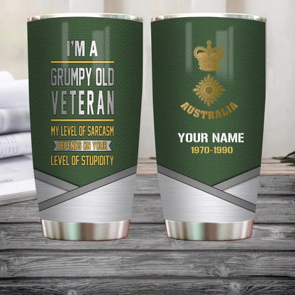 Personalisierter australischer Veteranen-/Soldat-Becher mit Rangnamen und Jahreszahl – Gold Rank – 0302240015