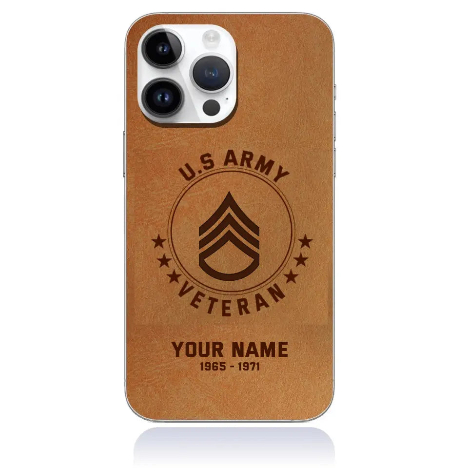 Personalized US Soldier/Veterans With Rank Year And Name Phone Case Printed - Leather Version - 2009230001