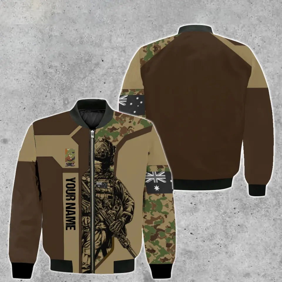 Personalized Australia Soldier/ Veteran Camo With Name And Rank Bomber Jacket 3D Printed - 1909230001