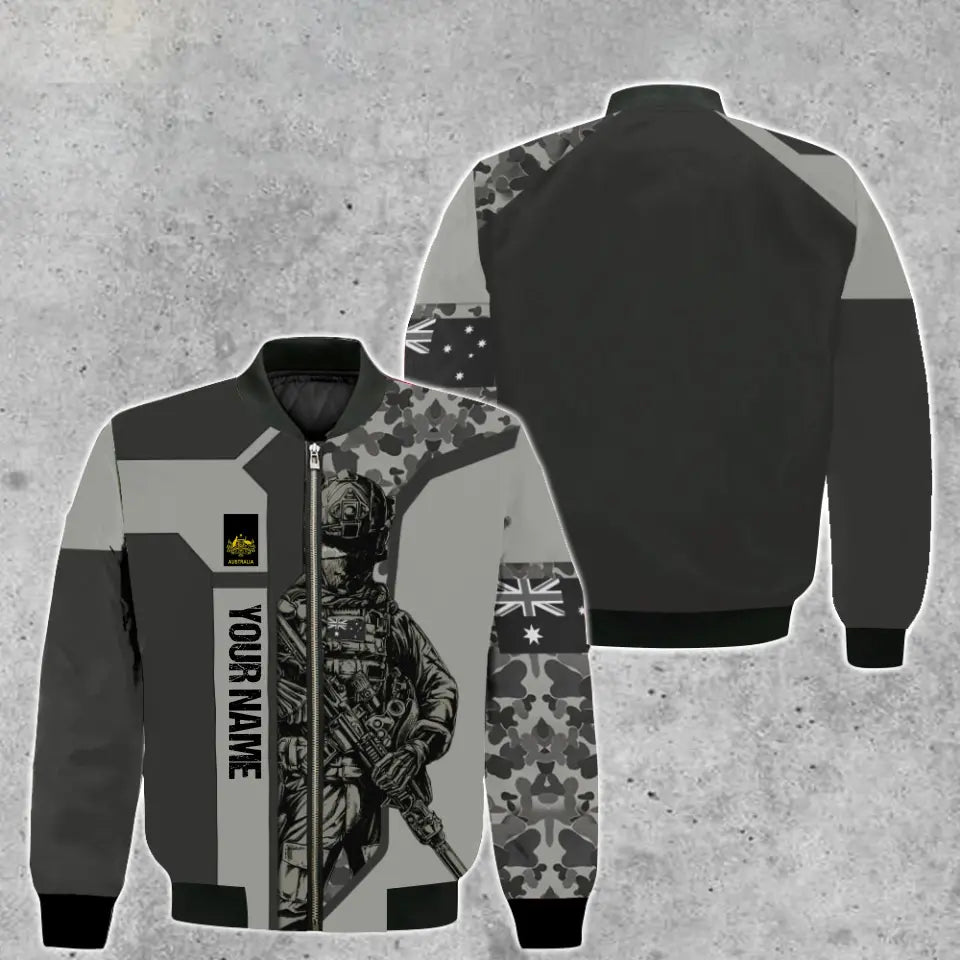 Personalized Australia Soldier/ Veteran Camo With Name And Rank Bomber Jacket 3D Printed - 1909230001