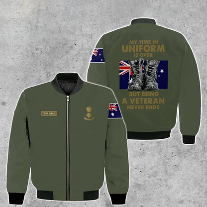 Personalisierte Bomberjacke mit Camouflage-Muster für australische Soldaten/Veteranen mit Namen und Rang, 3D-Druck – 1809230001