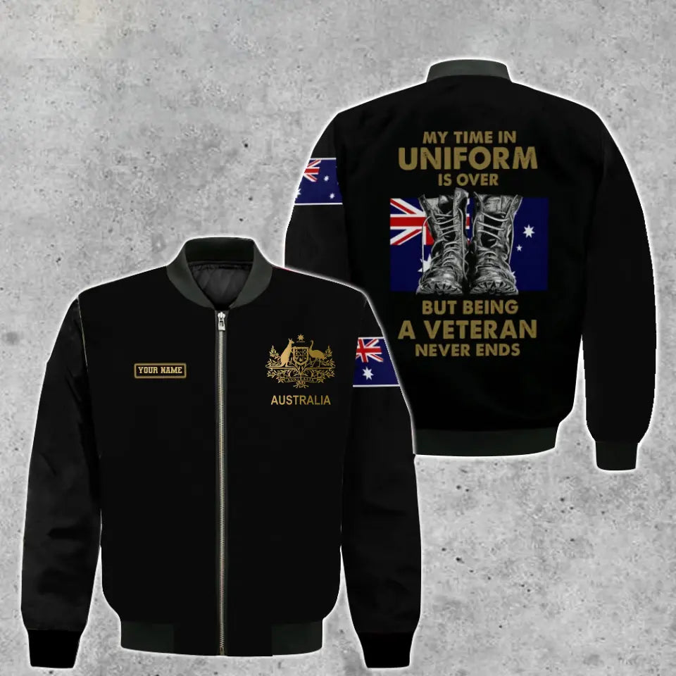 Personalized Australia Soldier/ Veteran Camo With Name And Rank Bomber Jacket 3D Printed - 1809230002