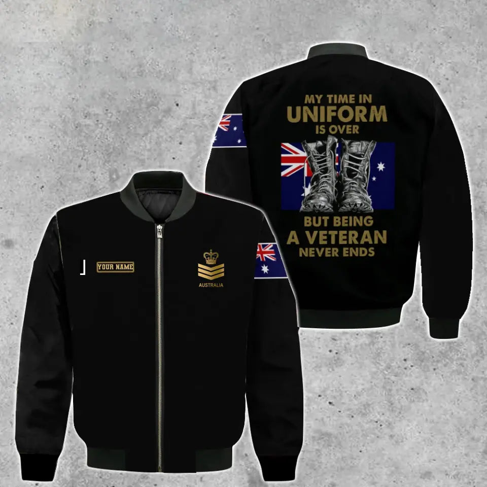 Personalized Australia Soldier/ Veteran Camo With Name And Rank Bomber Jacket 3D Printed - 1809230002