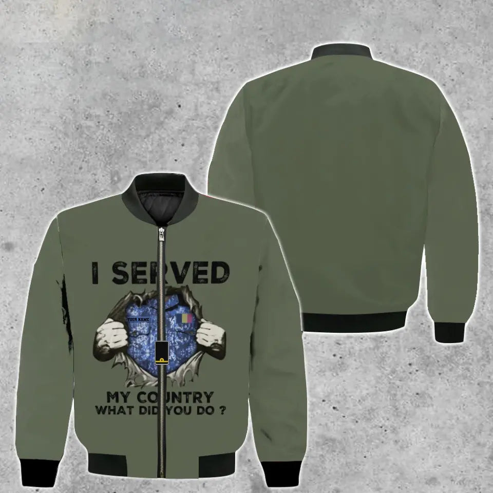 Personalized Belgium Soldier/ Veteran Camo With Name And Rank Bomber Jacket 3D Printed - 2509230001