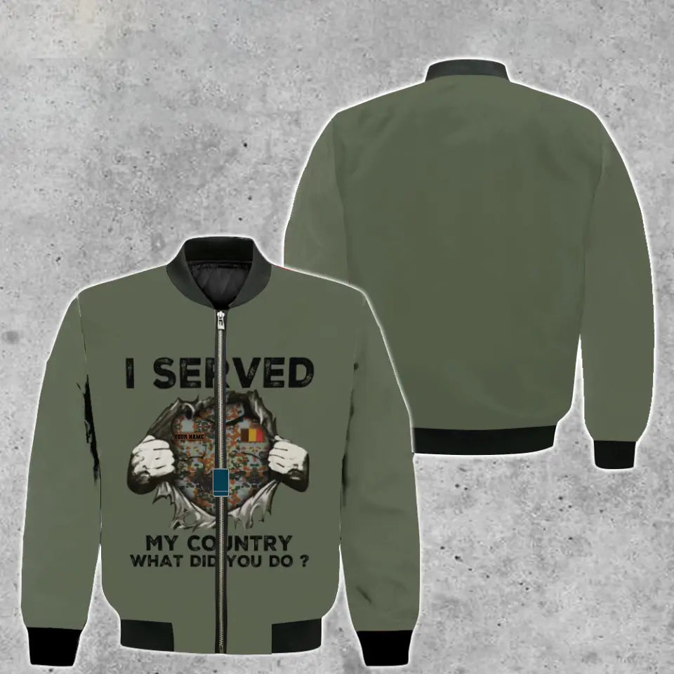 Personalized Belgium Soldier/ Veteran Camo With Name And Rank Bomber Jacket 3D Printed - 2509230001