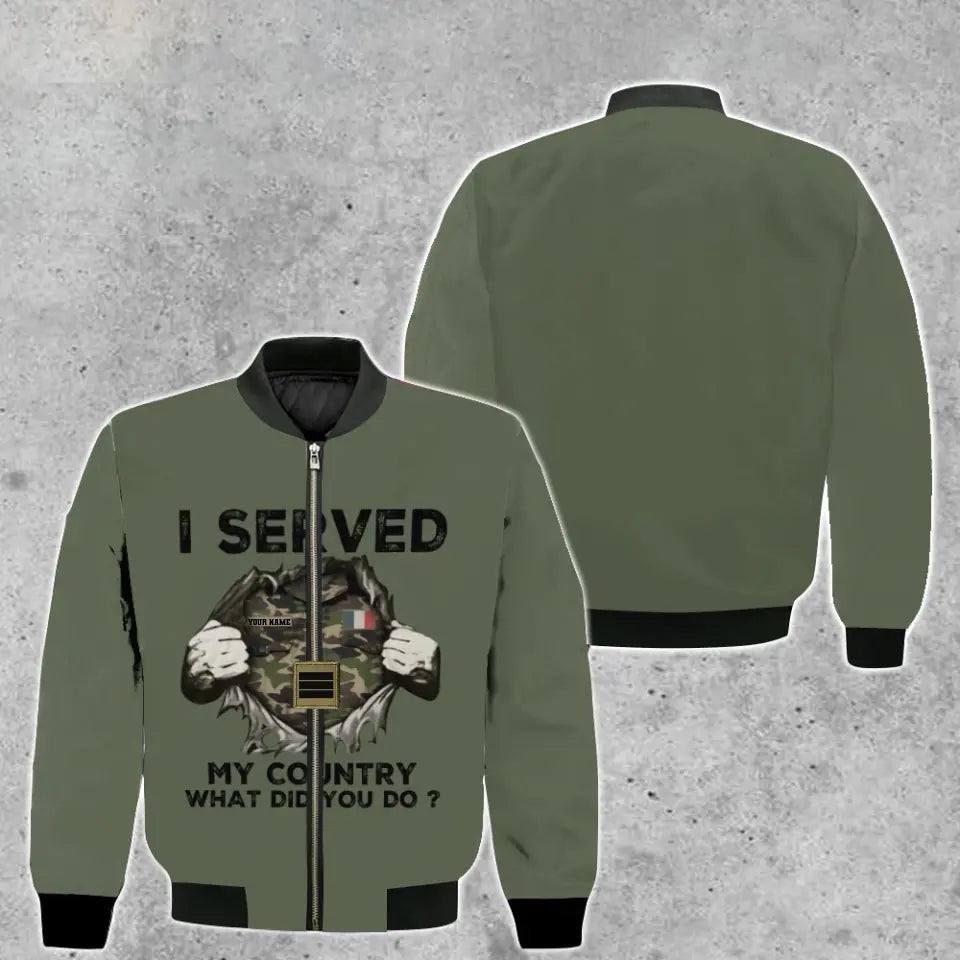 Personalized France Soldier/ Veteran Camo With Name And Rank Bomber Jacket 3D Printed - 2509230001