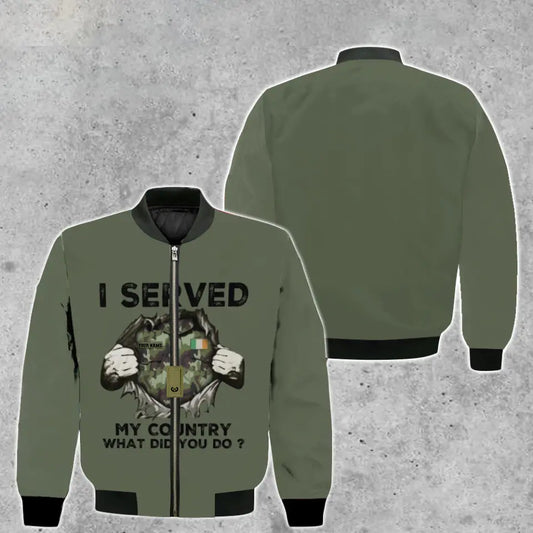 Personalized Ireland Soldier/ Veteran Camo With Name And Rank Bomber Jacket 3D Printed - 2509230001