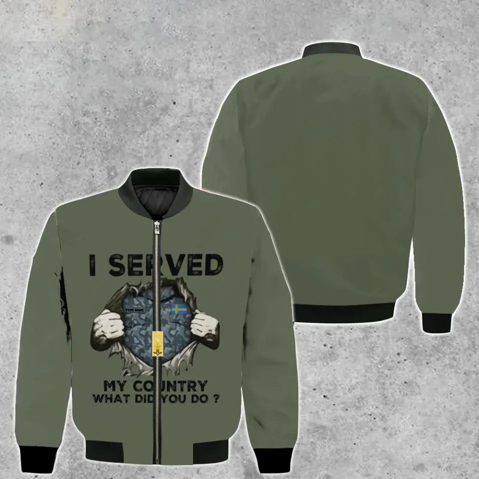 Personalized Sweden Soldier/ Veteran Camo With Name And Rank Bomber Jacket 3D Printed - 2509230001