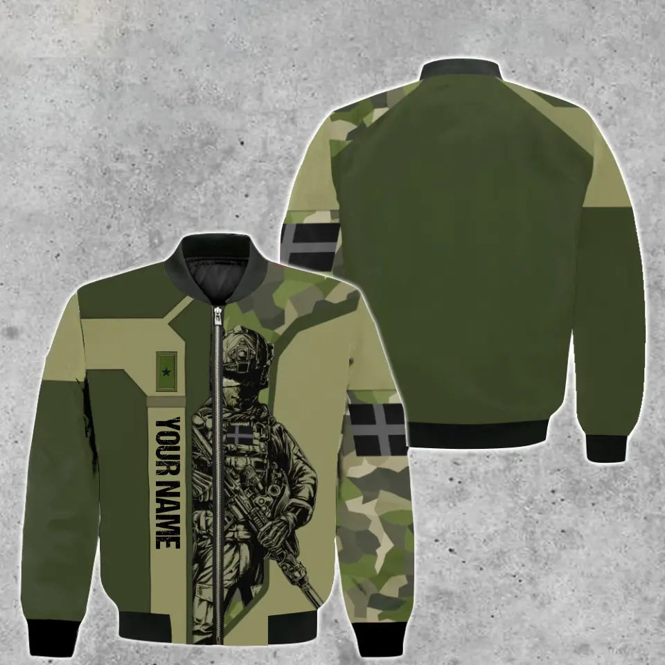 Personalized Sweden Soldier/ Veteran Camo With Name And Rank Bomber Jacket 3D Printed - 1909230001