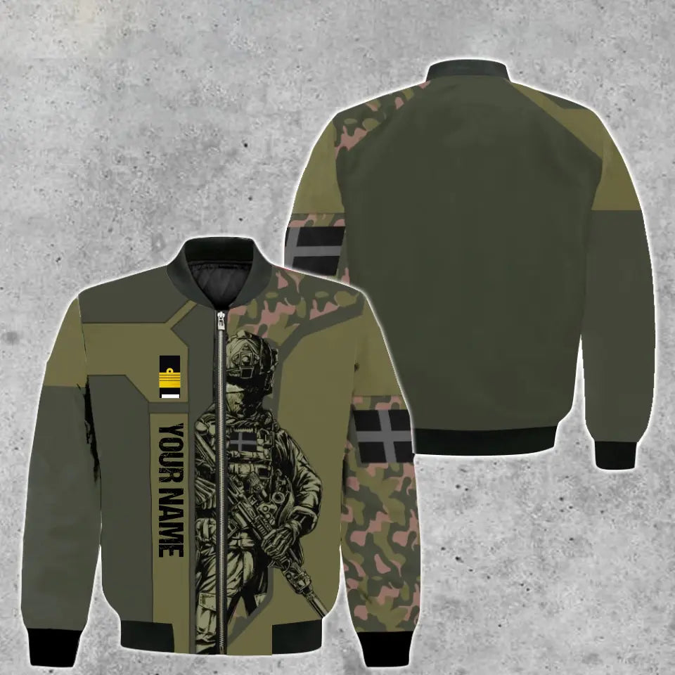 Personalized Sweden Soldier/ Veteran Camo With Name And Rank Bomber Jacket 3D Printed - 1909230001