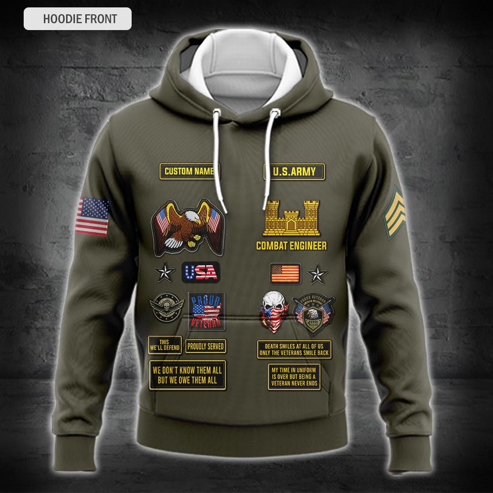 US Militär – Army Branch Kapuzenpullover mit durchgehendem Print