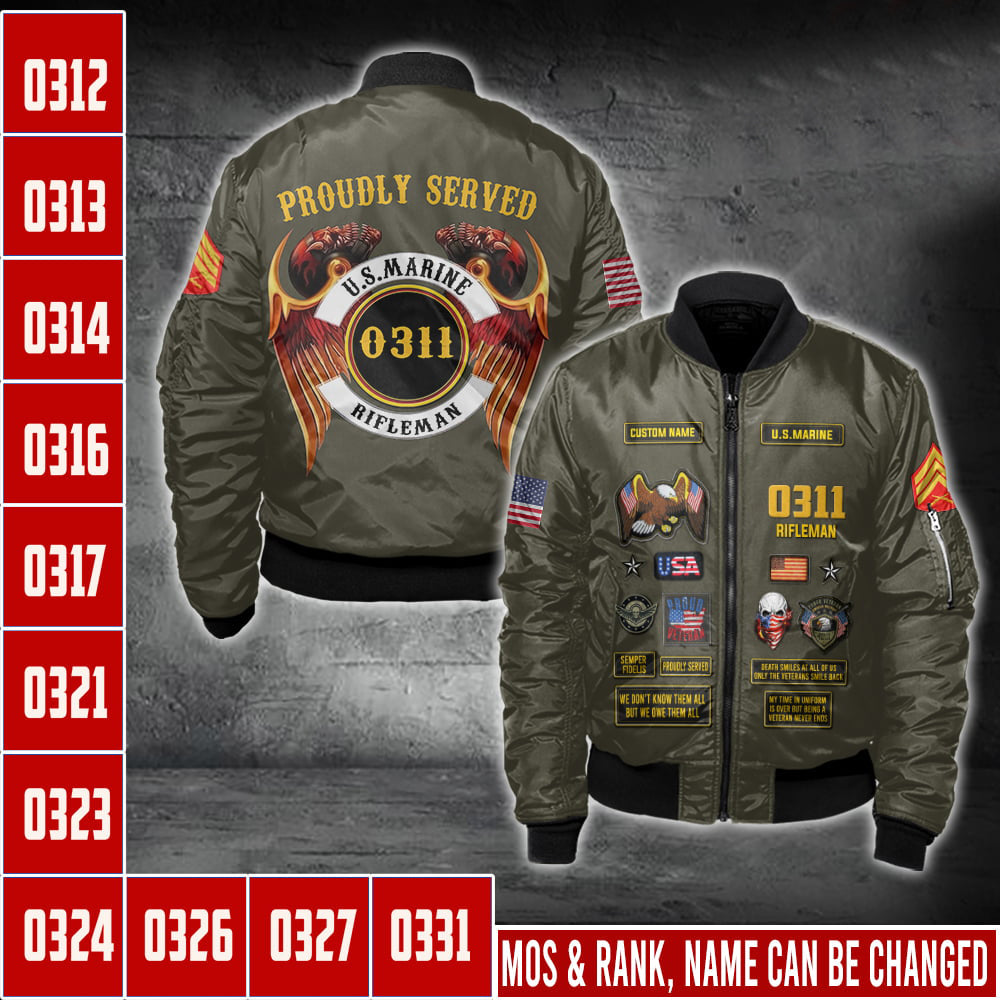 US Military – Marine MOS All Over Print Bomber Jacket