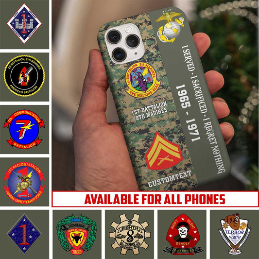 Personalized US Military - Marine Battalion Phone Case Printed