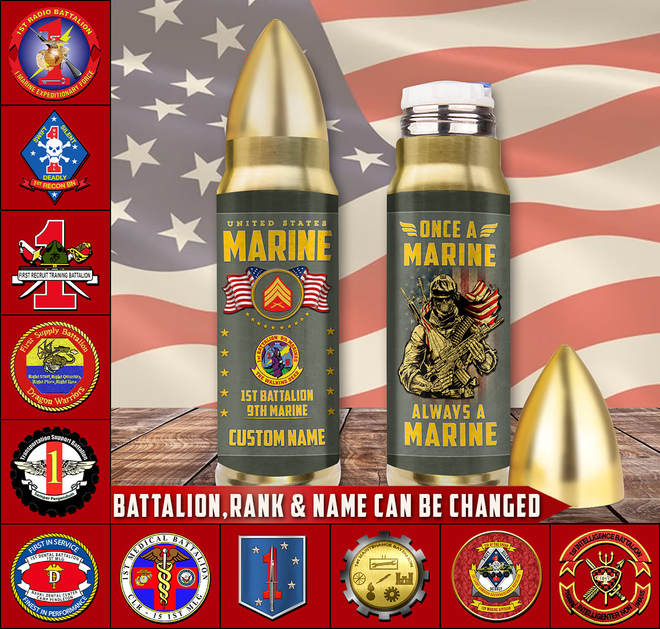 US Military – Marine Battalion – Bullet Tumbler