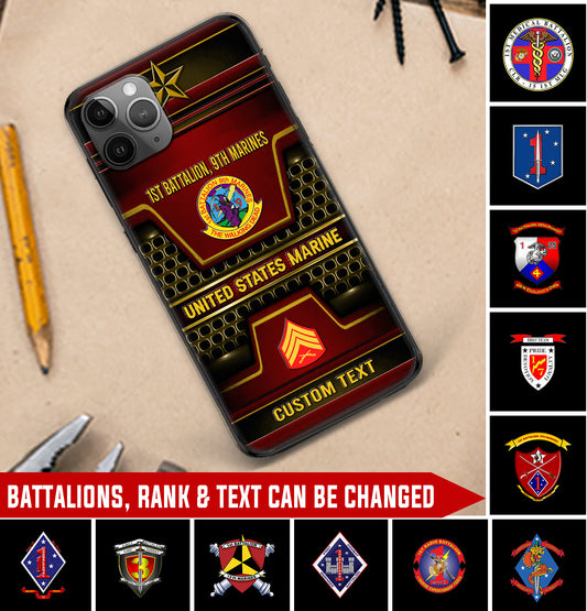 Personalized US Military - Marine Battalion Phone Case Printed