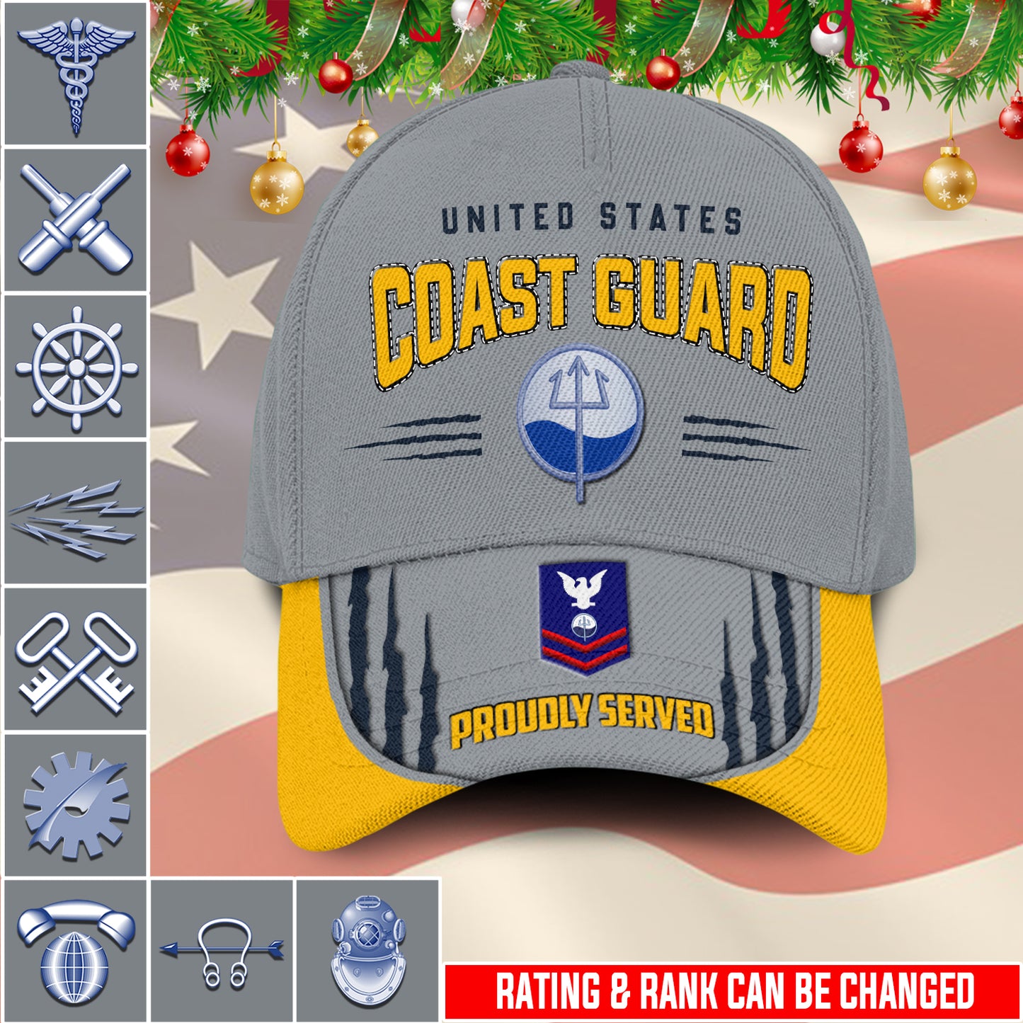 US Military – Coast Guard Rating All Over Print Cap