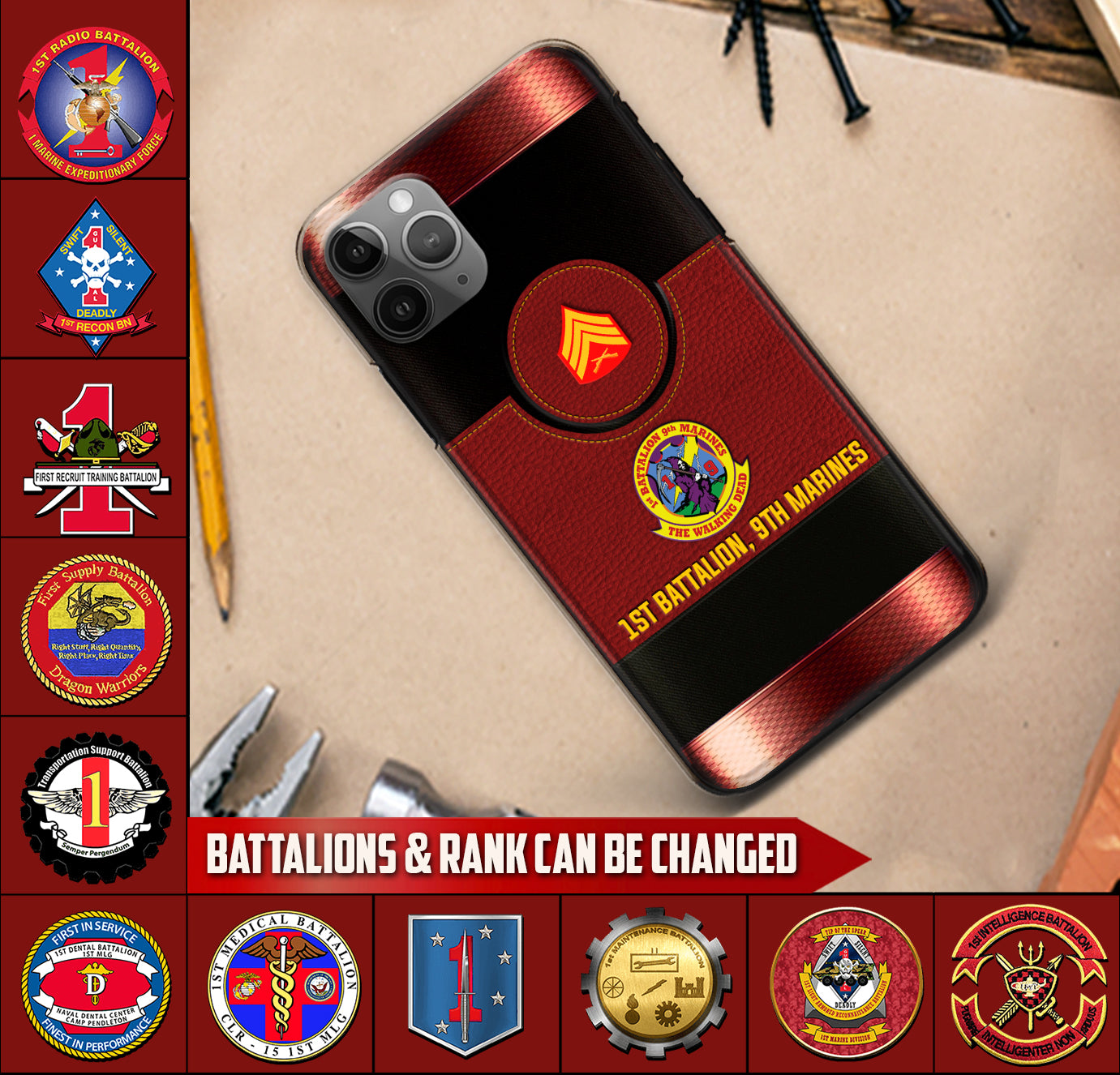 Personalized US Military - Marine Battalion Phone Case Printed