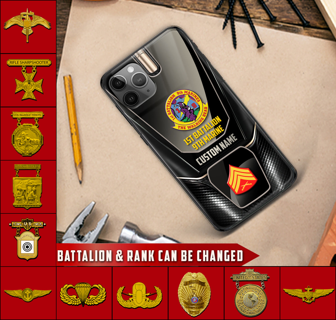 Personalized US Military - Marine Battalion Phone Case Printed