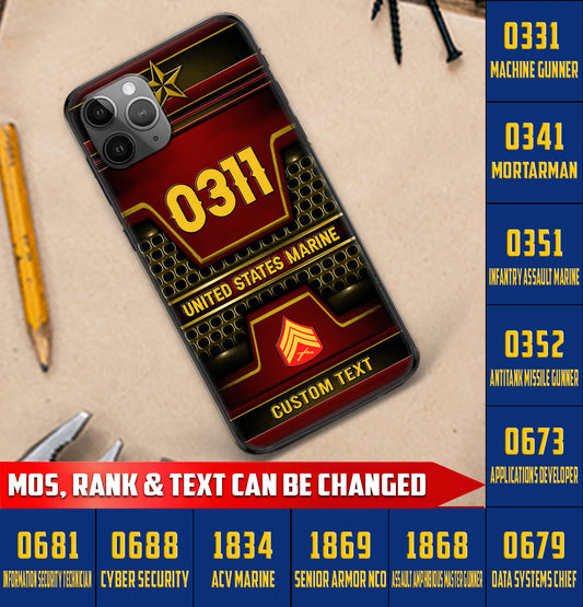 Personalized US Military - Marine MOS Phone Case Printed