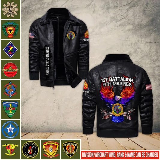 US Militär - Marine Battalion - Lederjacke für Veteranen 