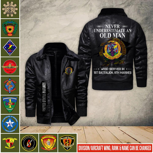 US Militär - Marine Battalion - Lederjacke für Veteranen 