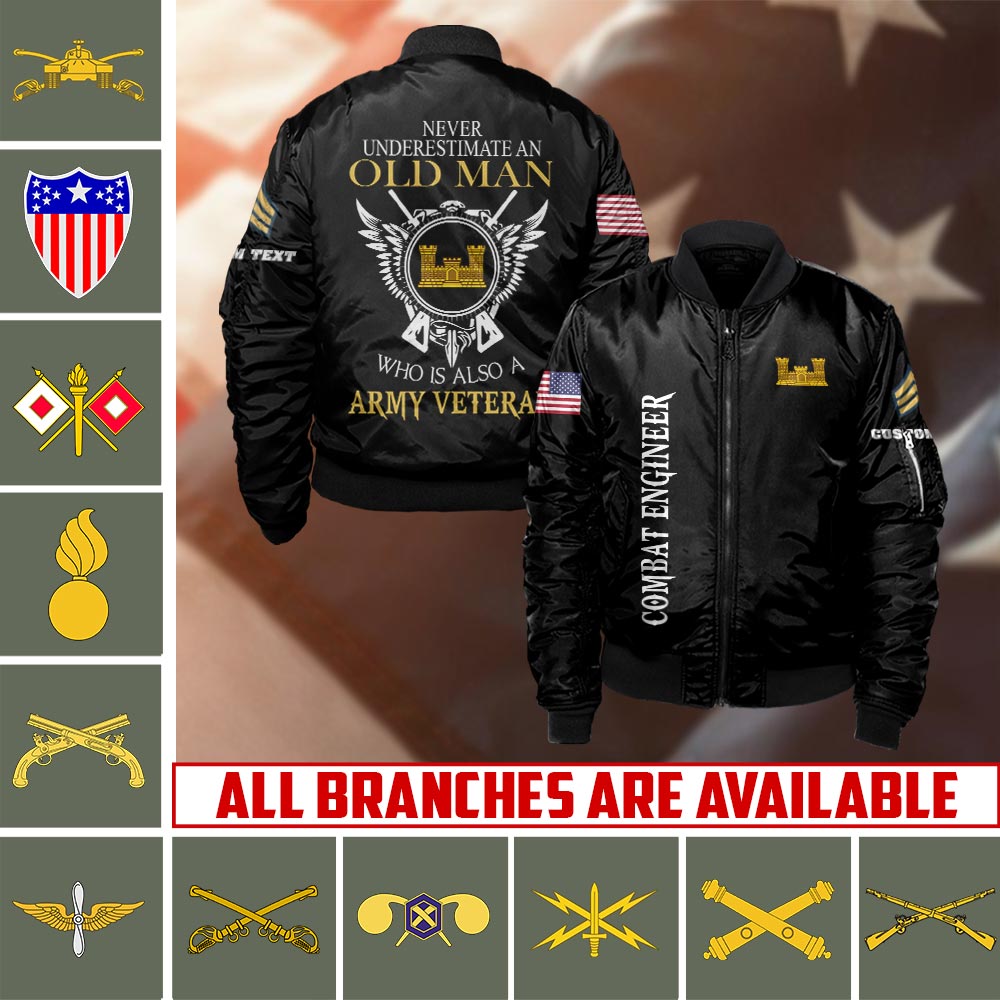 US Military – Army Branch All Over Print Bomber Jacket