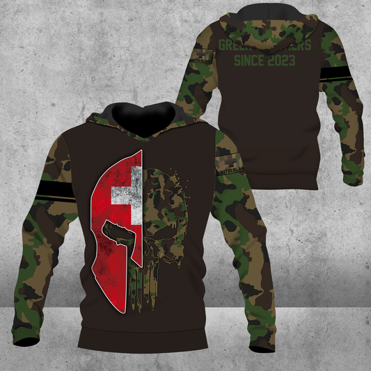 Personalisierter Schweizer Soldat/Veteran Camo mit Namen und Rang Hoodie 3D gedruckt